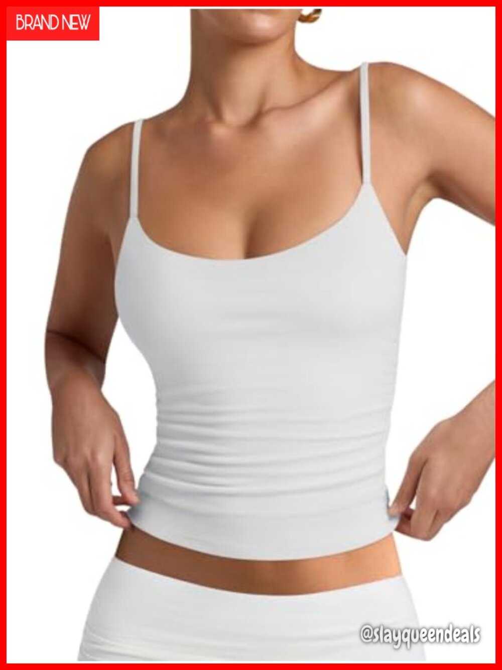 Double Lined Scoop Neck Spaghetti Strap Cami Tank Top Slimming Summer
